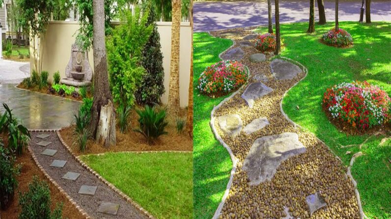 Amazing Pathways designs with Rocks and Stones | DIY Stone flower beds