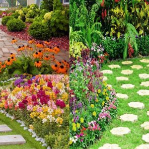 Best Front yard Walkway Flower Bed Ideas | Flower Beds Along Sidewalks