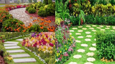 Best Front yard Walkway Flower Bed Ideas | Flower Beds Along Sidewalks